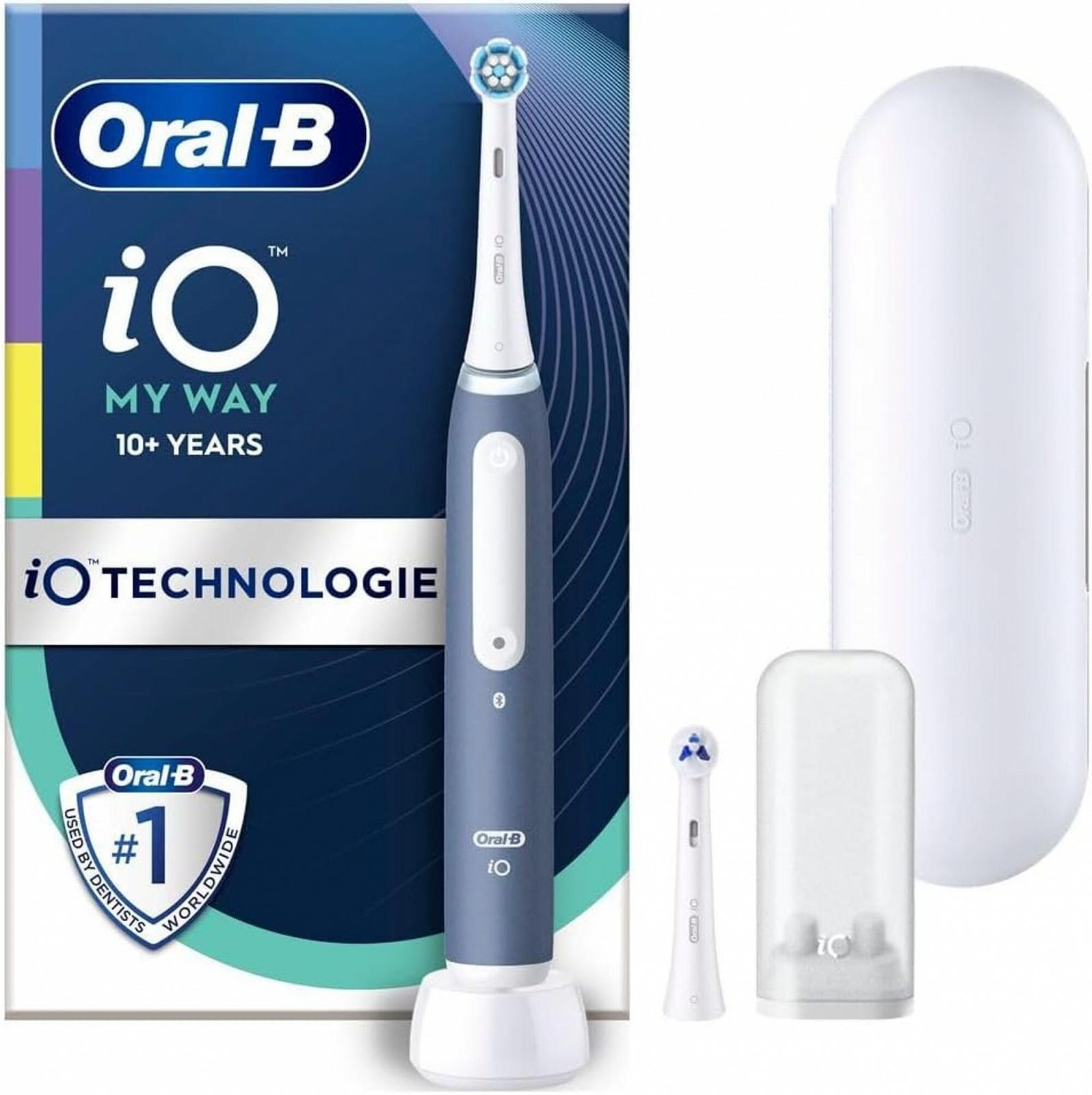 Електрична зубна щітка Oral-B iO My Way, від 10 років, 4 режими чищення, додаткова змінна голівка для брекетів, 1 дорожній футляр, Ocean Blue, фото №1