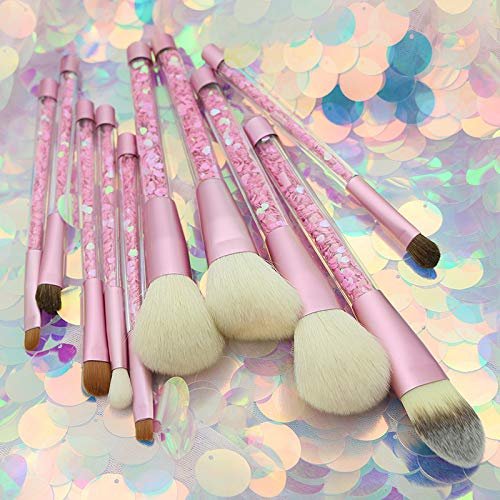 Набір кистей для макіяжу 10 шт. Diamond Brush Set, кисті з кришталевою ручкою для тональної основи, змішування, пудри, тіней, косметичка, набір кистей для краси, фото №4
