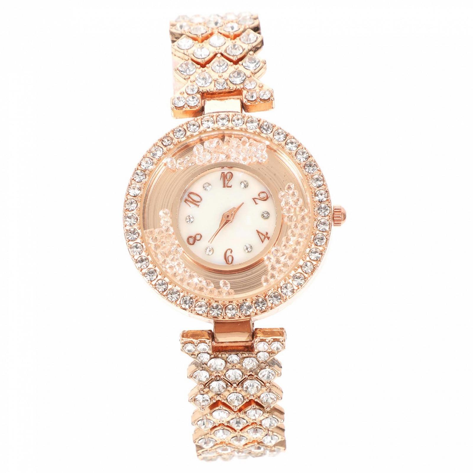 Годинник жіночий OATIPHO Зі стразами, сталевий браслет, декоративний, фото №1