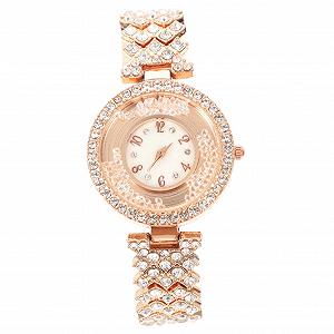 Часы женские OATIPHO Со стразами, стальной браслет, декоративные, модные, розовое золото - Фото 1