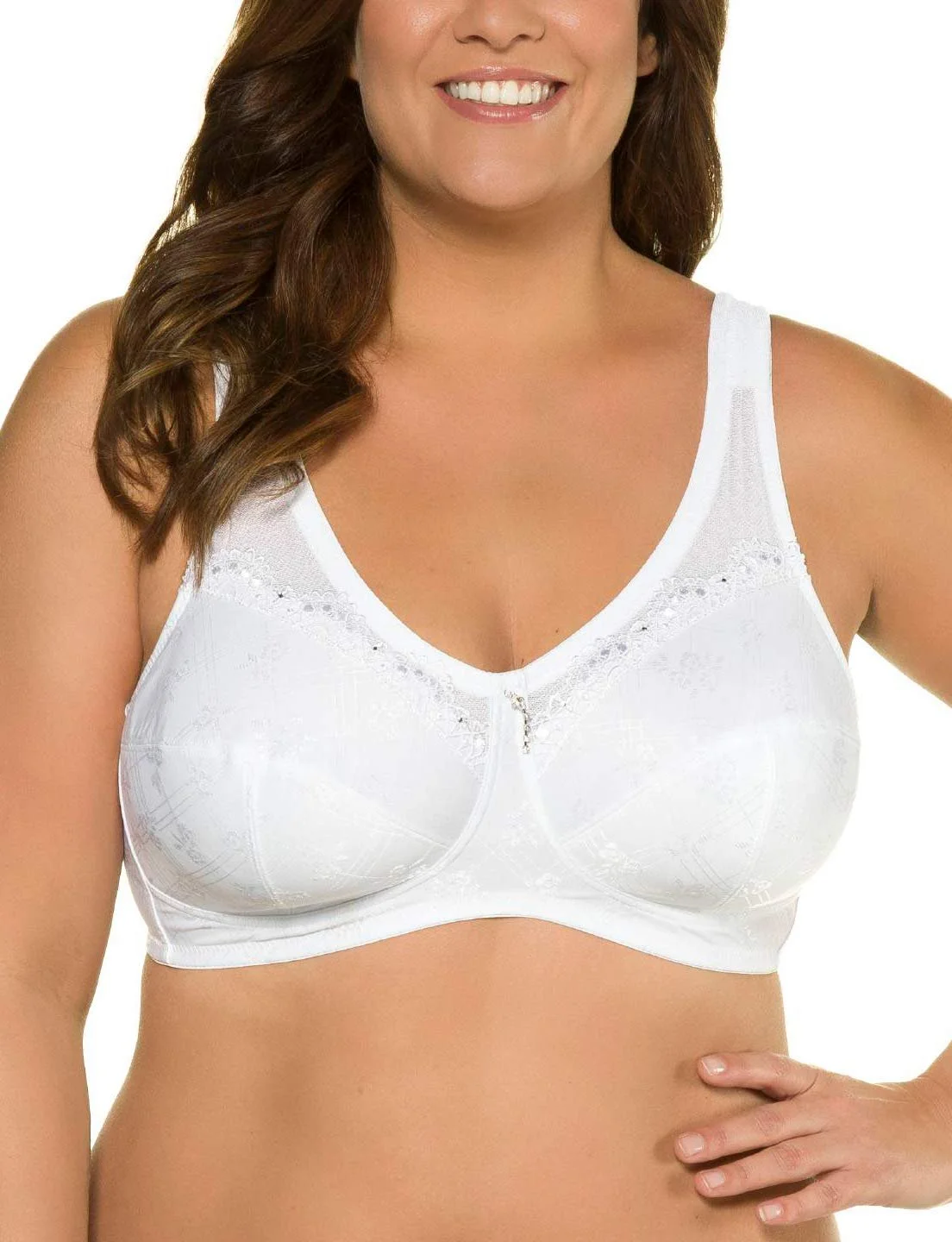 Бюстгальтер Ulla Popken Ladies’ Relief Bra без кісточок з підвіскою зі стразами, фото №1