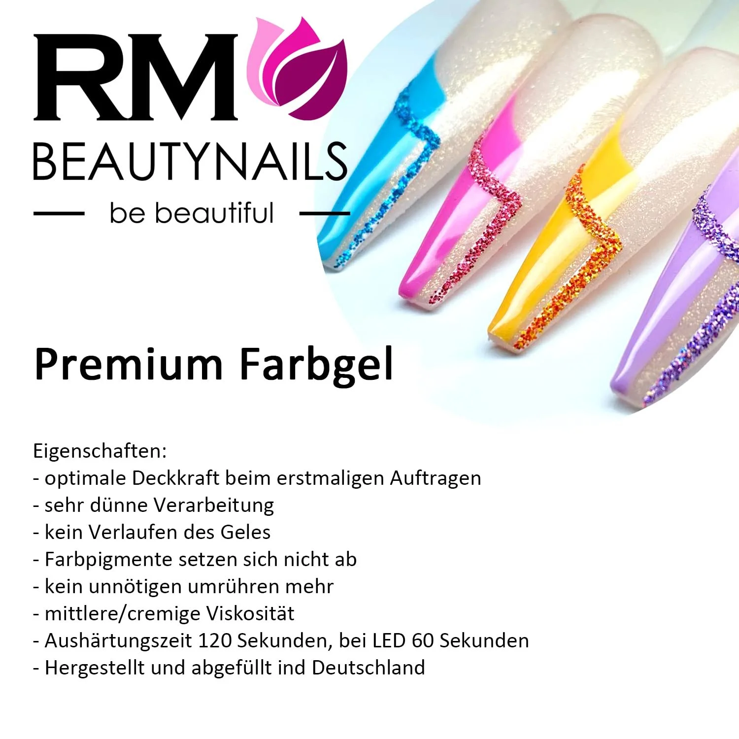 Цветной Гель Neon Pearl Желтый UV LED Гель для Дизайна Ногтей RM Beautynails 5 мл, фото №2 Цветной Гель Neon Pearl Желтый UV LED Гель для Дизайна Ногтей RM Beautynails 5 мл, фото №2