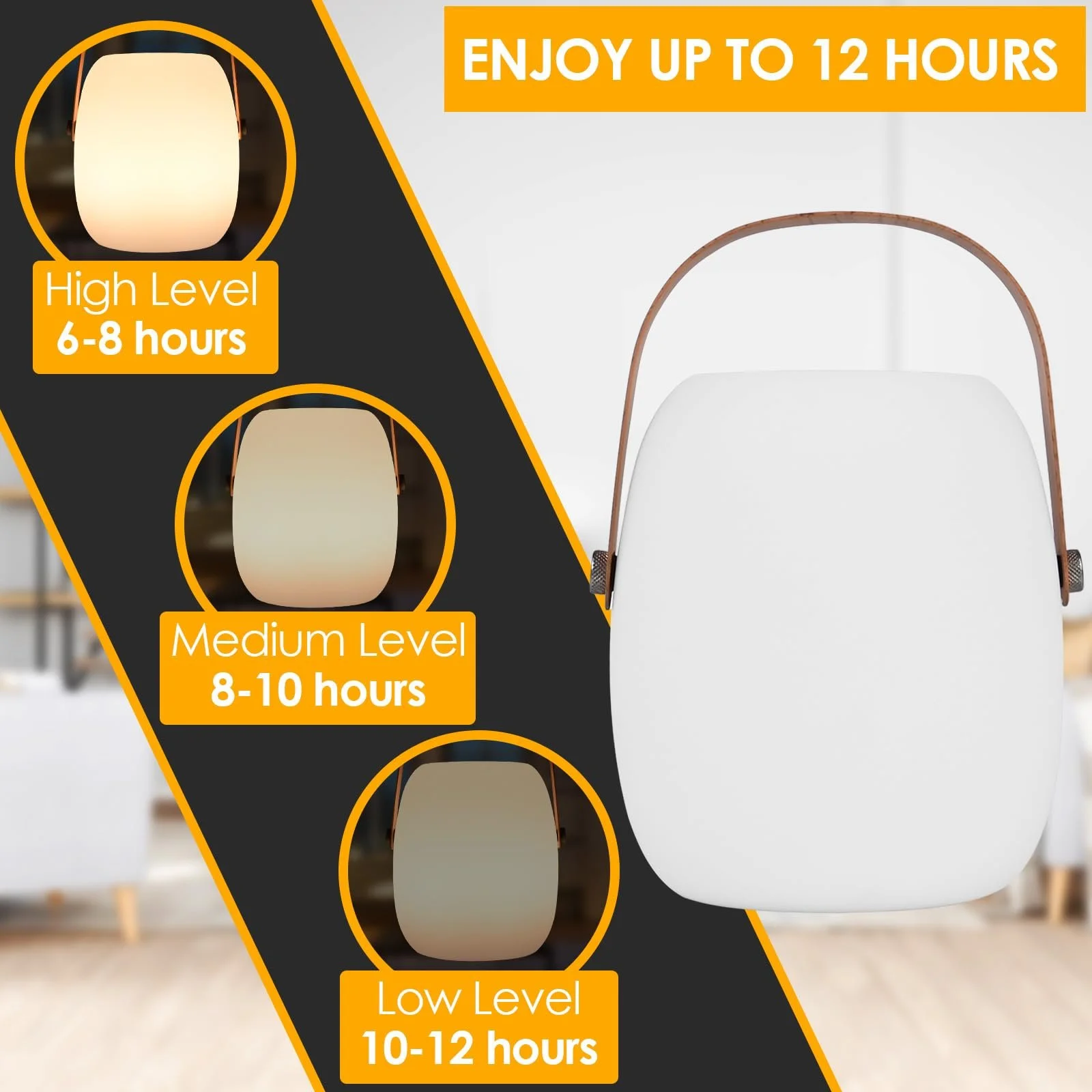 Настільна лампа ZWOOS LED акумуляторна бездротова RGB з ефектом свічки IP54 з пультом ДК, фото №5