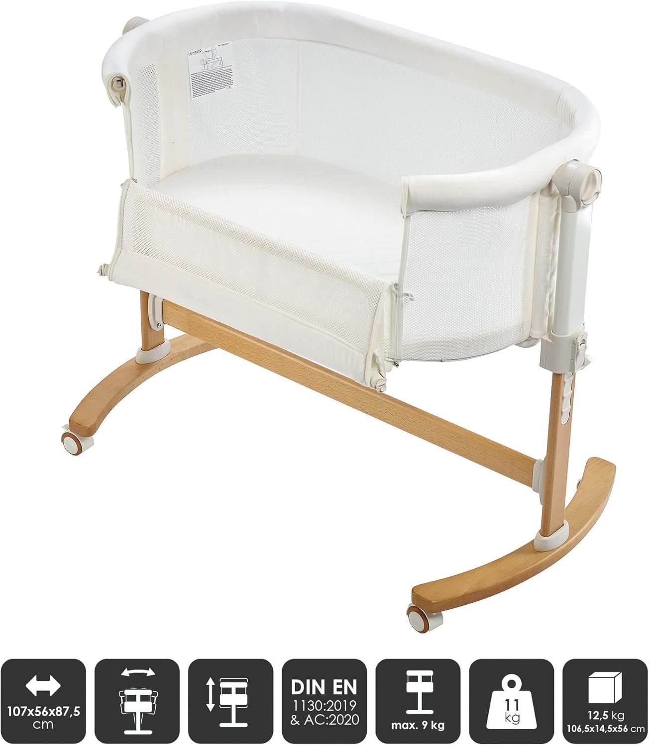 Детская кроватка Babygo Amila Beige Creme / Приставная кровать с матрасом / Белая, фото №3 Детская кроватка Babygo Amila Beige Creme / Приставная кровать с матрасом / Белая, фото №3