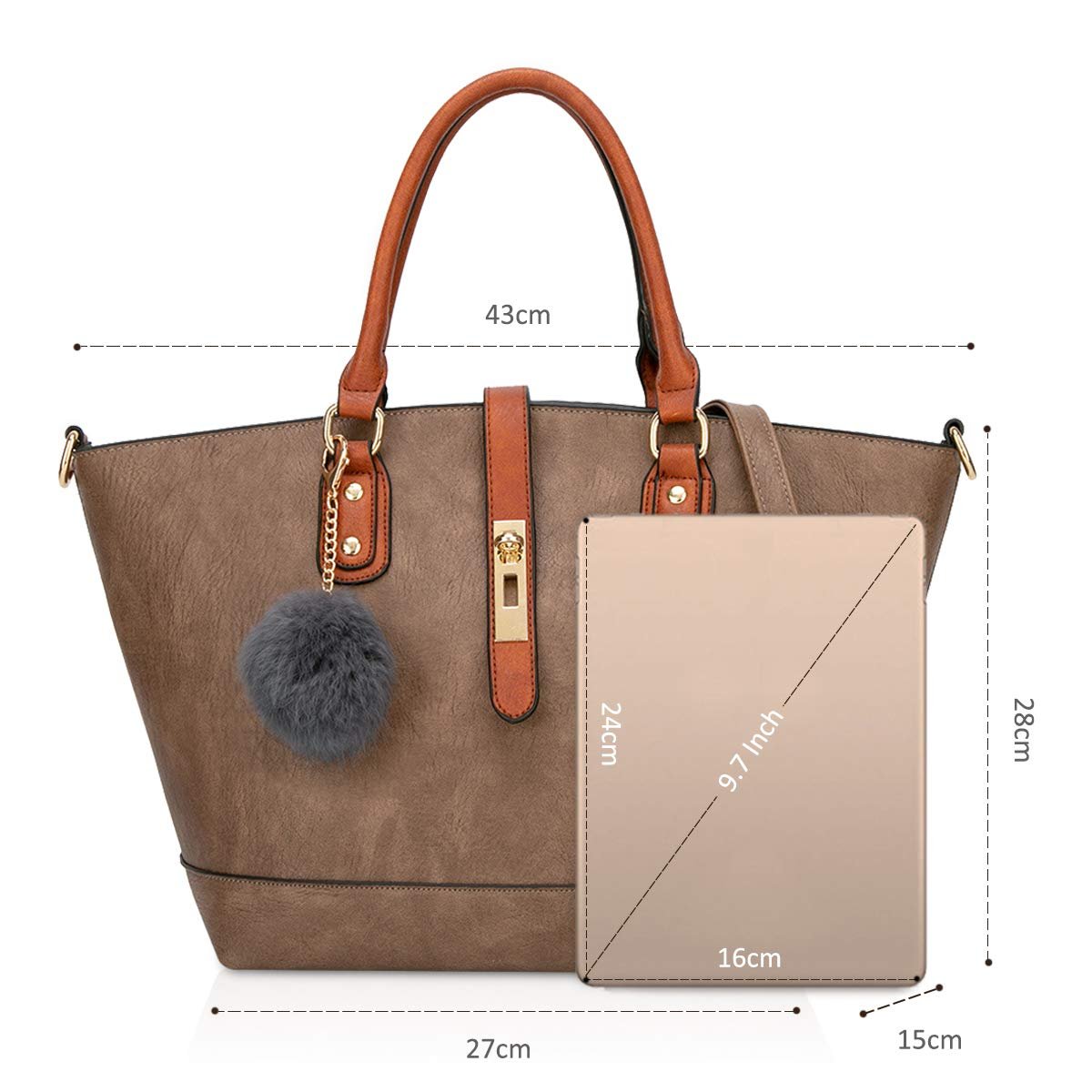 Сумка NICOLE & DORIS Ретро, тоут, велика, з PU шкіри, кольору хакі, фото №6