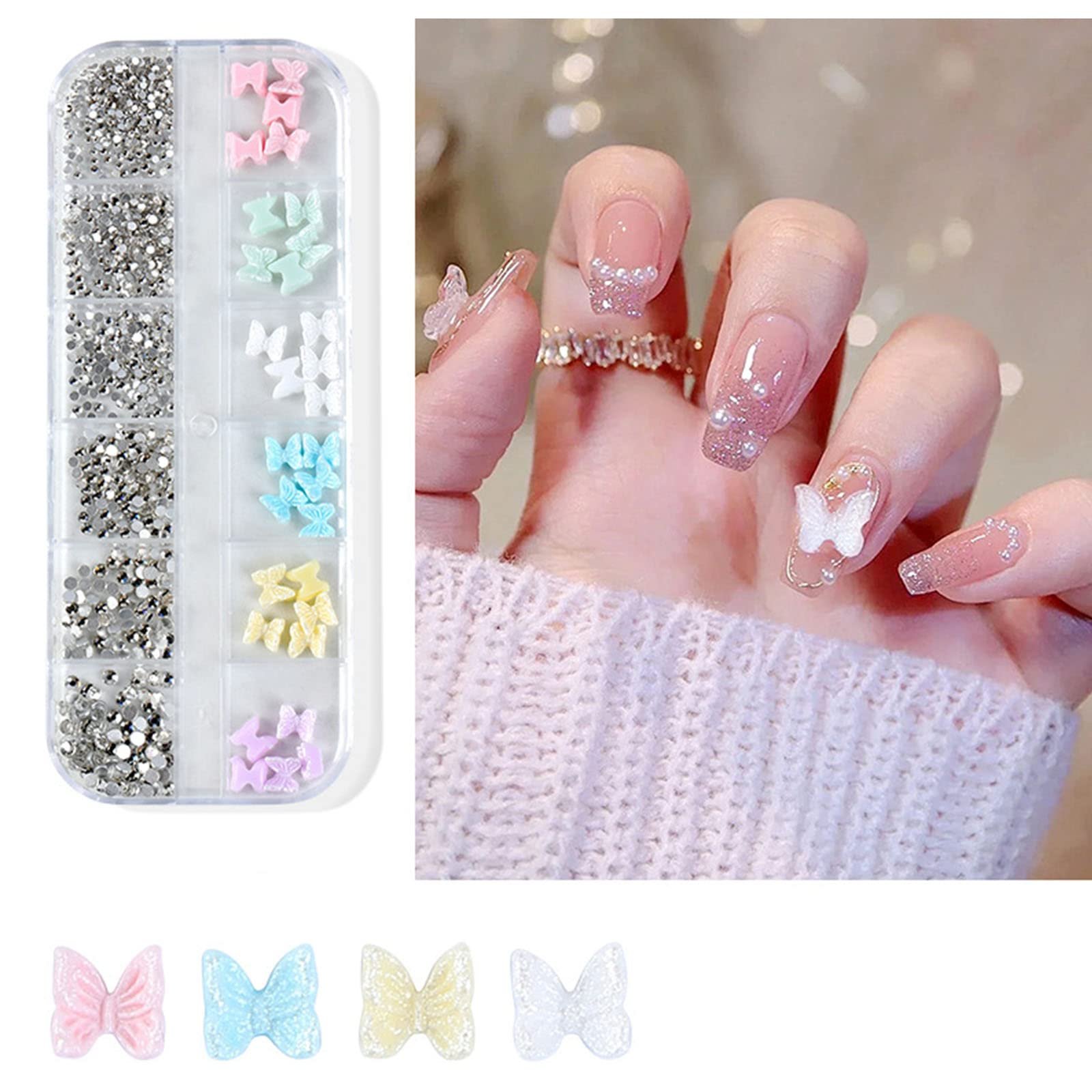 Набор для 3D дизайна ногтей, стразы и бусины для ногтей, бантики для украшения ногтей, для DIY маникюра, макияжа лица и рукоделия, фото №5
