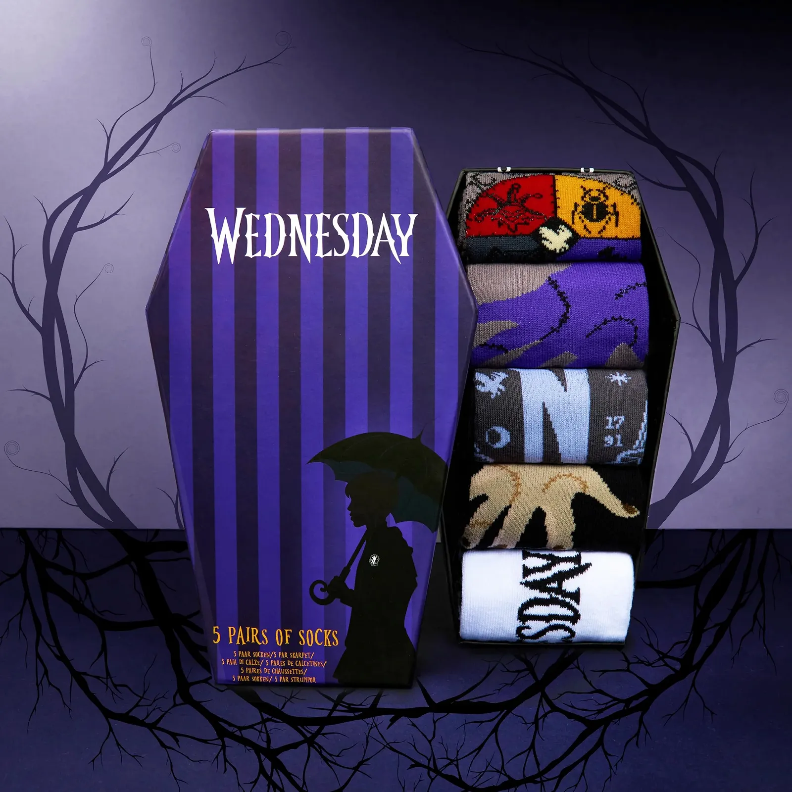 Шкарпетки Wednesday Addams для жінок та підлітків, Набір з 5 пар, фото №5