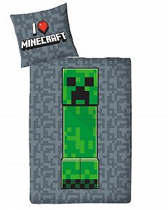 Постільна білизна Фланель Minecraft 135 x 200 см, 1 наволочка 80 x 80 см, 100% бавовна, дитяча - Фото 1