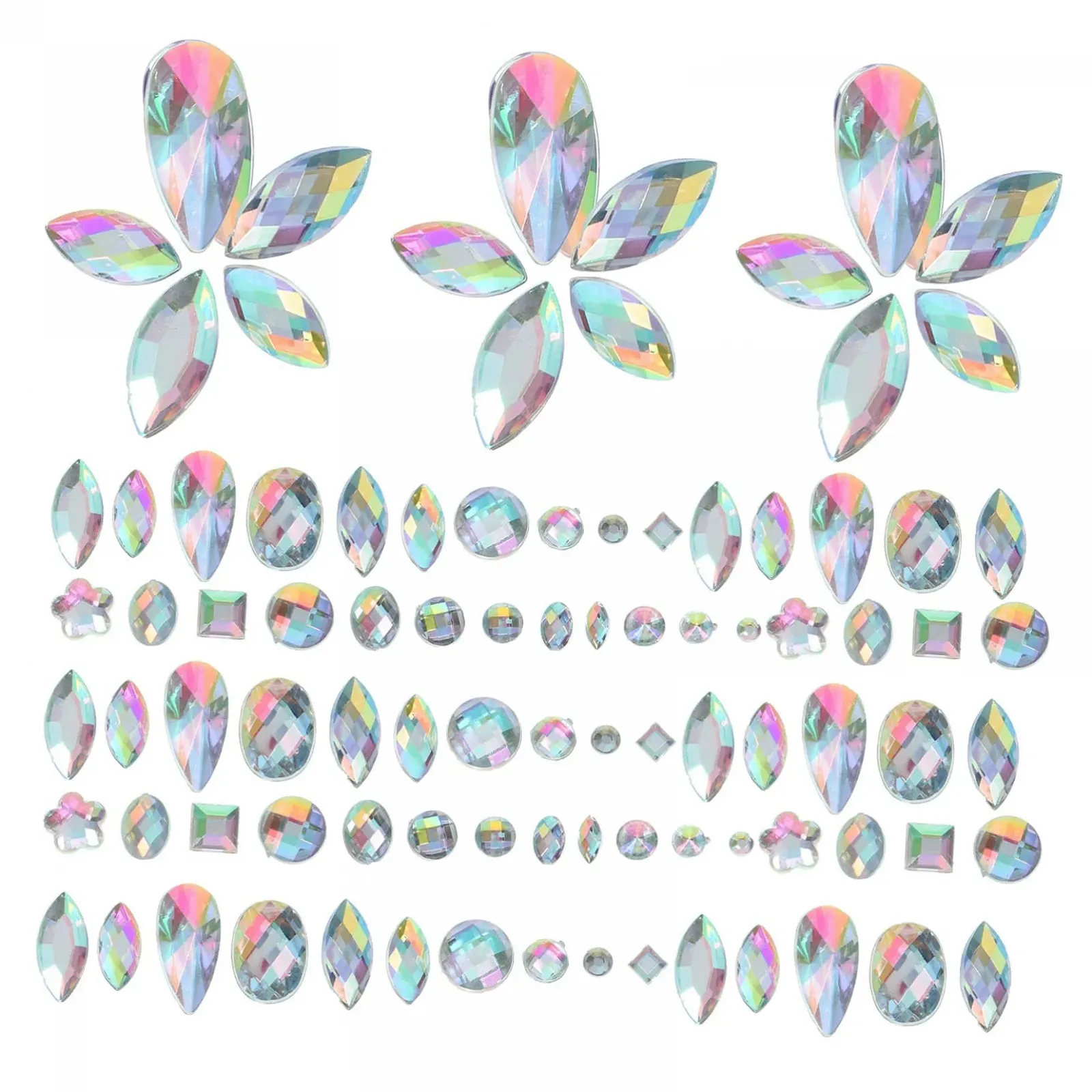 Стрази Акрилові minkissy Плоскі 300 шт Білий AB, фото №1