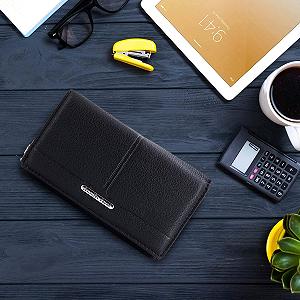 Кошелек Женский ekavale Из натуральной кожи Большой с RFID/NFC защитой Черный с карманом для ID synthetic.ua - Фото 1