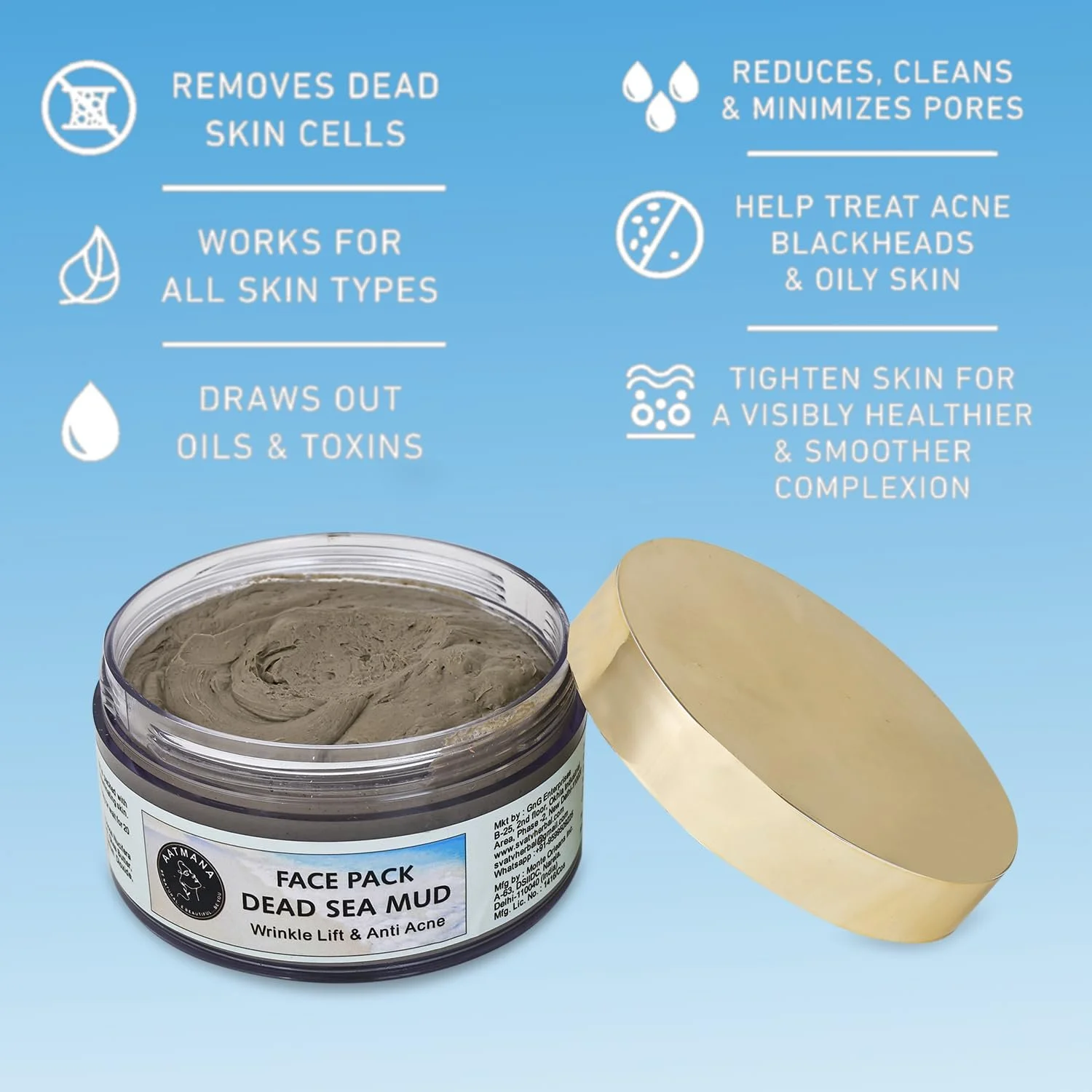 Маска для обличчя AATMANA з гряззю Мертвого моря для пружності шкіри, 250 г, фото №5