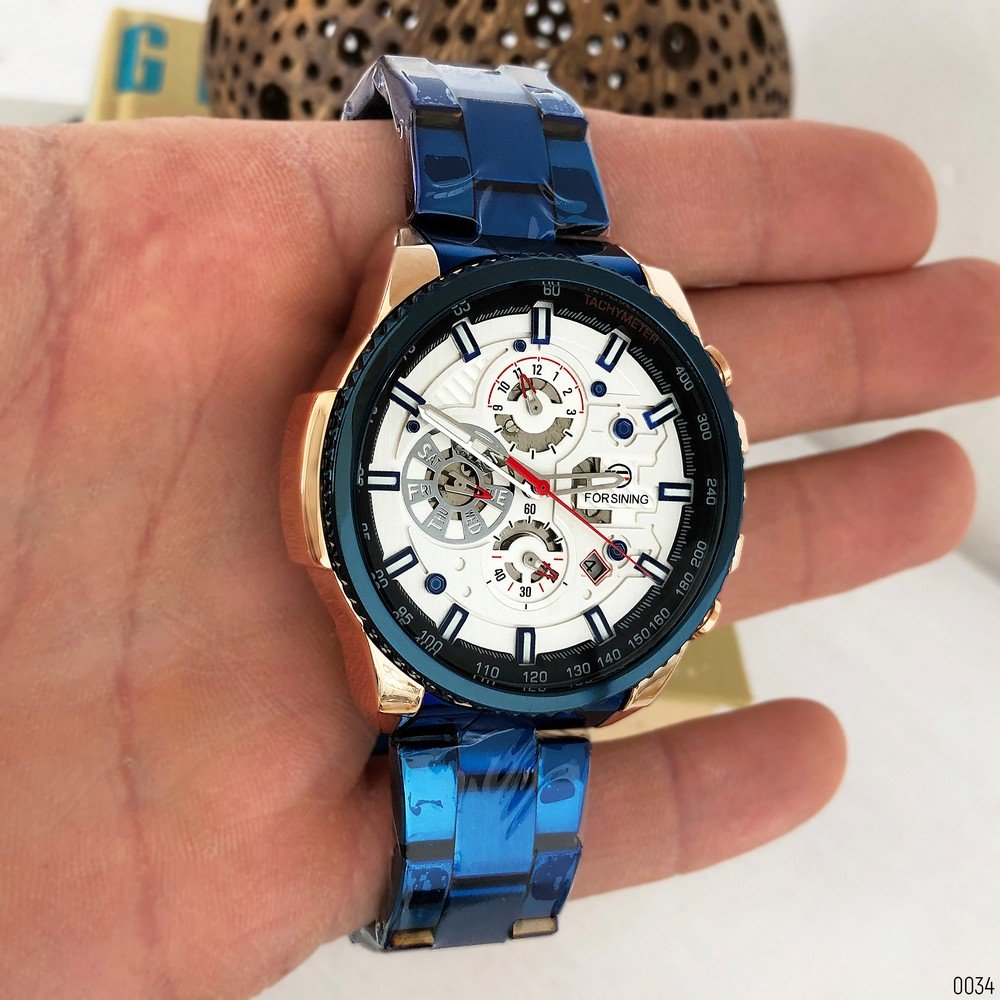 Годинник Forsining 6909 Blue-Cuprum-White, фото №3