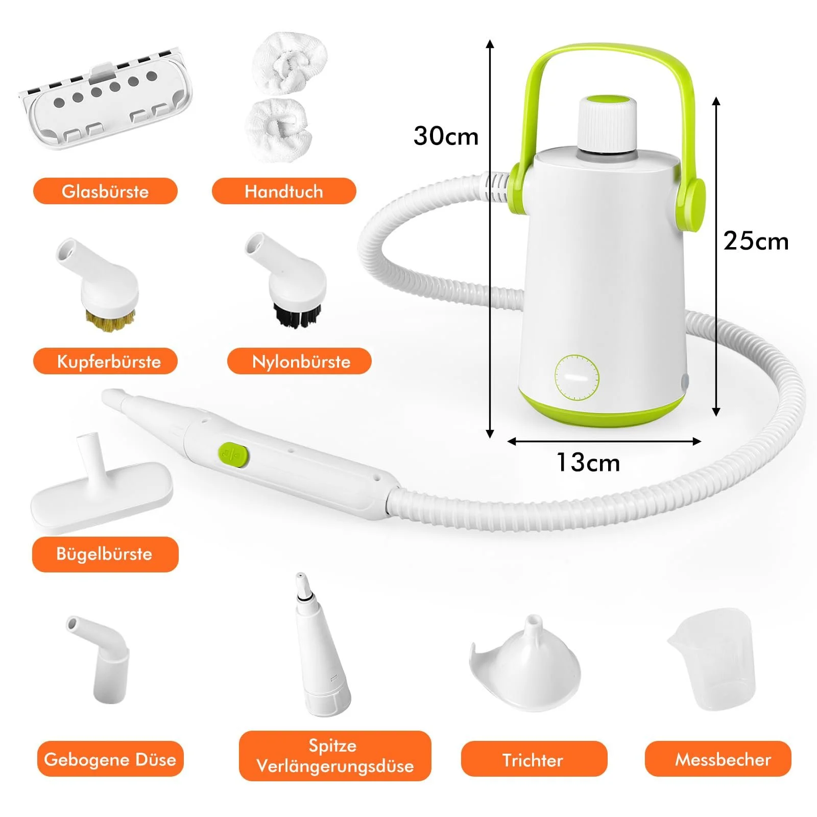 Ручной пароочиститель GOPLUS 1000 W 3 bar 300 мл 10 аксессуаров, фото №8 Ручной пароочиститель GOPLUS 1000 W 3 bar 300 мл 10 аксессуаров, фото №8
