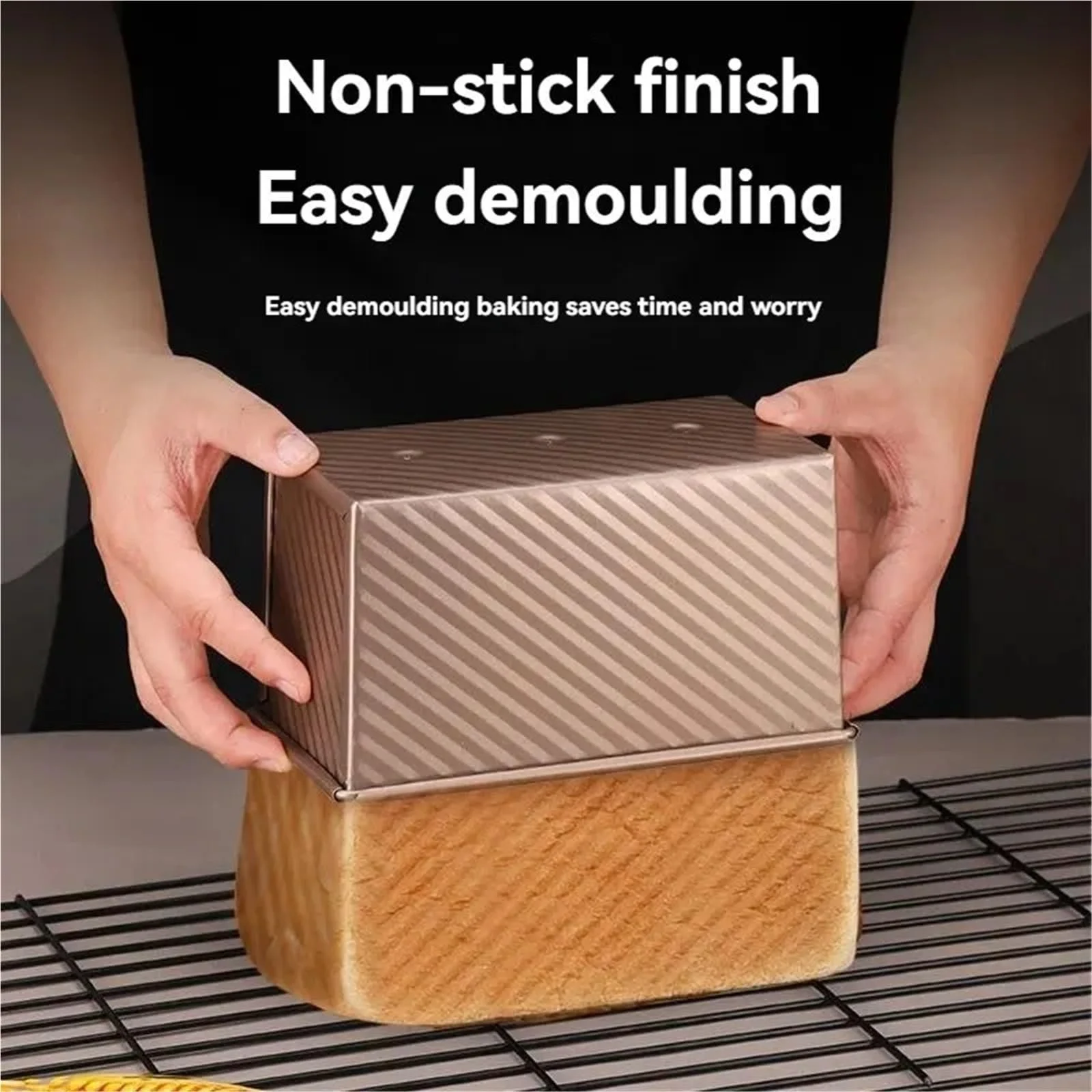 Форма для випікання хліба та тостів з кришкою антипригарна компактна, фото №4