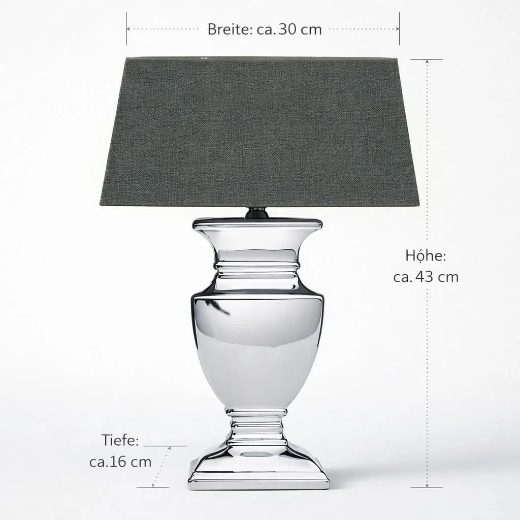 Настільна лампа DRULINE Silver Lady Ceramic Grey Silver 43 см, фото №2