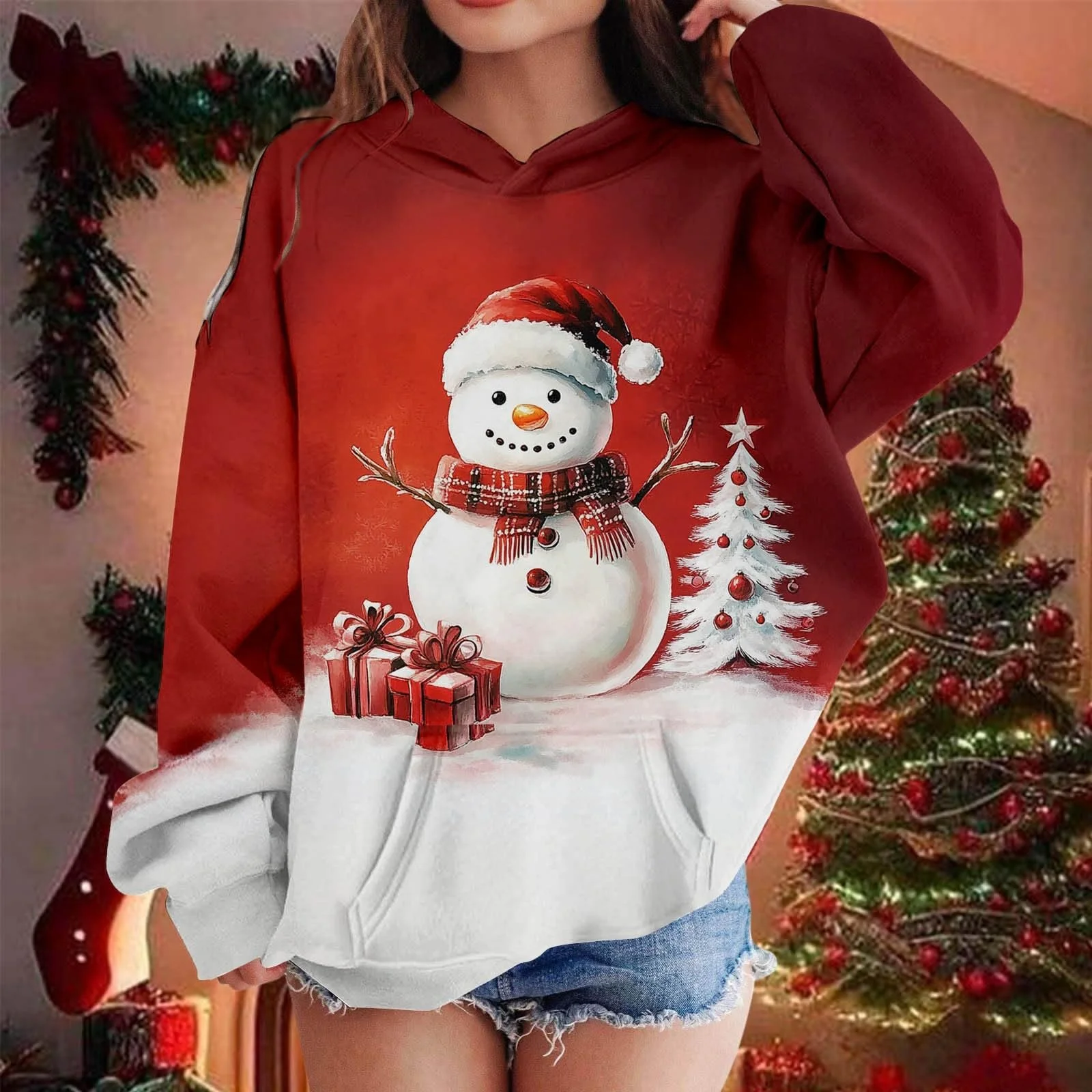 Рождественский джемпер для девочек 158 - Толстовки для девочек с графическим принтом букв, пуловеры с длинными рукавами, повседневный мягкий пуловер, фото №3