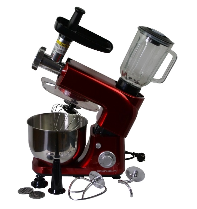 Кухонный комбайн Grunhelm GKM0022R 1800 Вт красный, фото №1 Кухонный комбайн Grunhelm GKM0022R 1800 Вт красный, фото №1