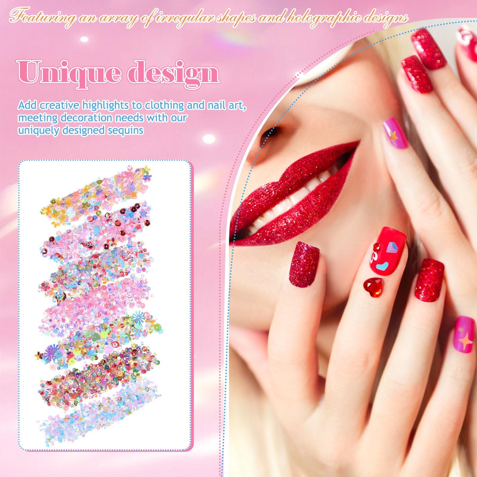 Блестки Рассыпчатые для рукоделия Плоские блестки с ярким светоотражением Разноцветные ювелирные бусинки для шитья Вышивка DIY Одежда Ногтевой дизайн, фото №8