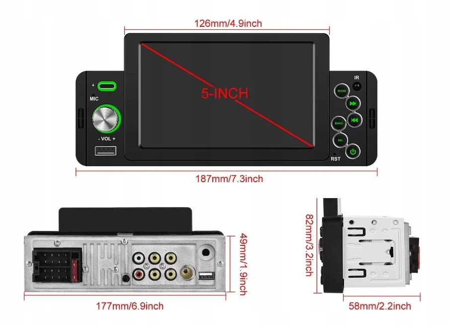 Автомагнитола Hikity / 5.1" / Сенсорная / Apple CarPlay / Android Auto / Bluetooth / GPS / USB / 1DIN, фото №10