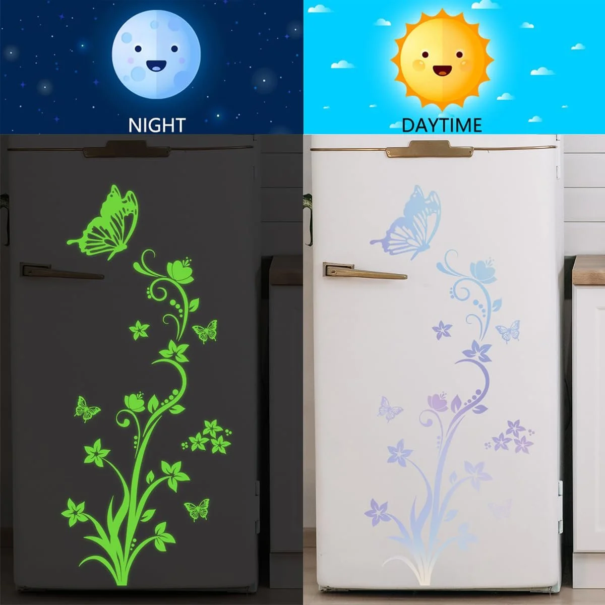 Наклейка на стену HGDESIGN 3D Butterfly Flower Tendril светящаяся (B), фото №4