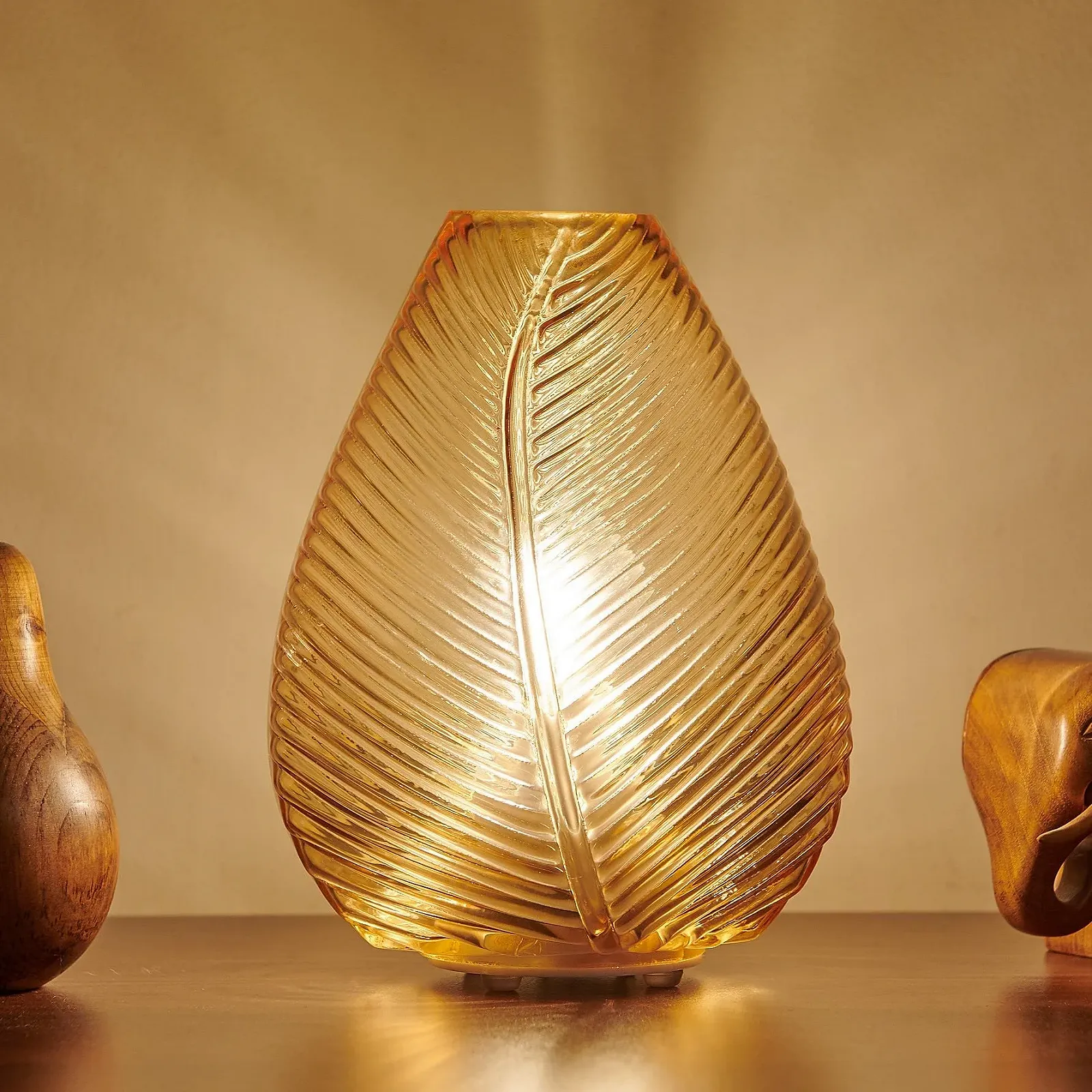 Настільна лампа Auraglow Leaf Акумуляторна USB Скляна Світлодіодна., фото №1