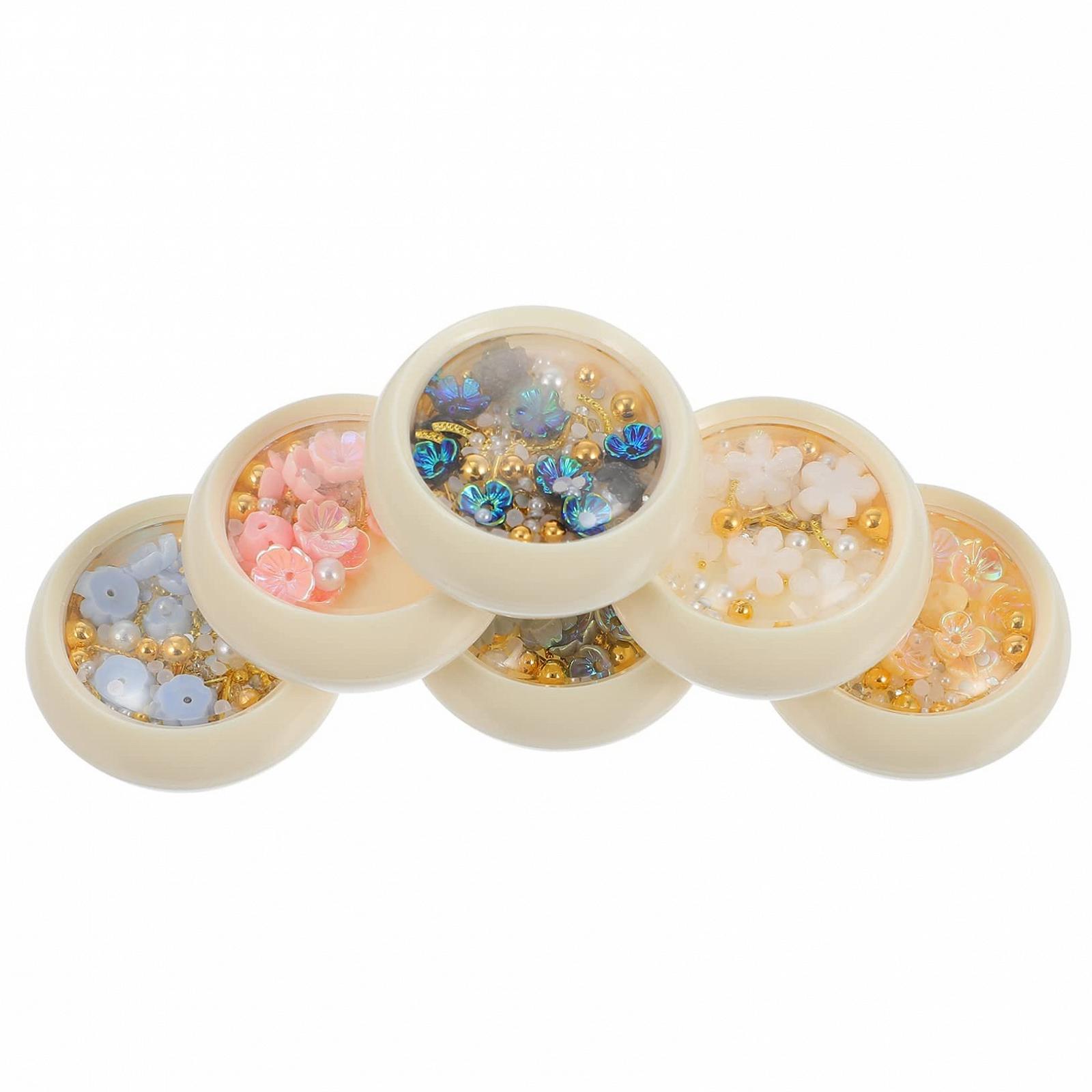 Украшения для ногтей Beavorty 6 коробок, наклейки, искусственные жемчужины, 3D стразы, смоляные драгоценности, фото №1