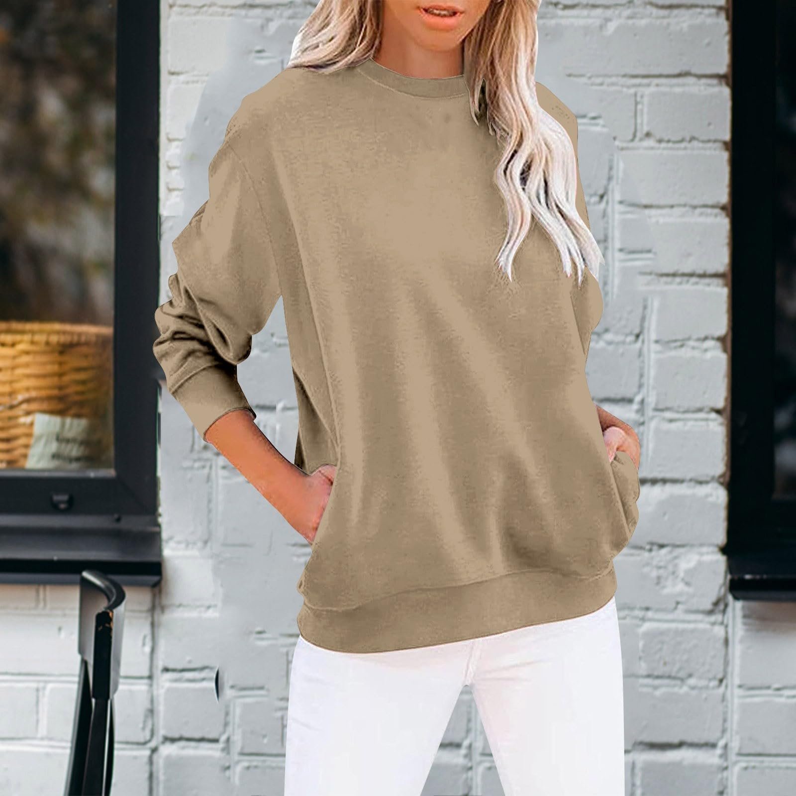 Женский свитшот Generisch без капюшона, спортивный топ, оверсайз, длинный пуловер, принт букв, фото №4