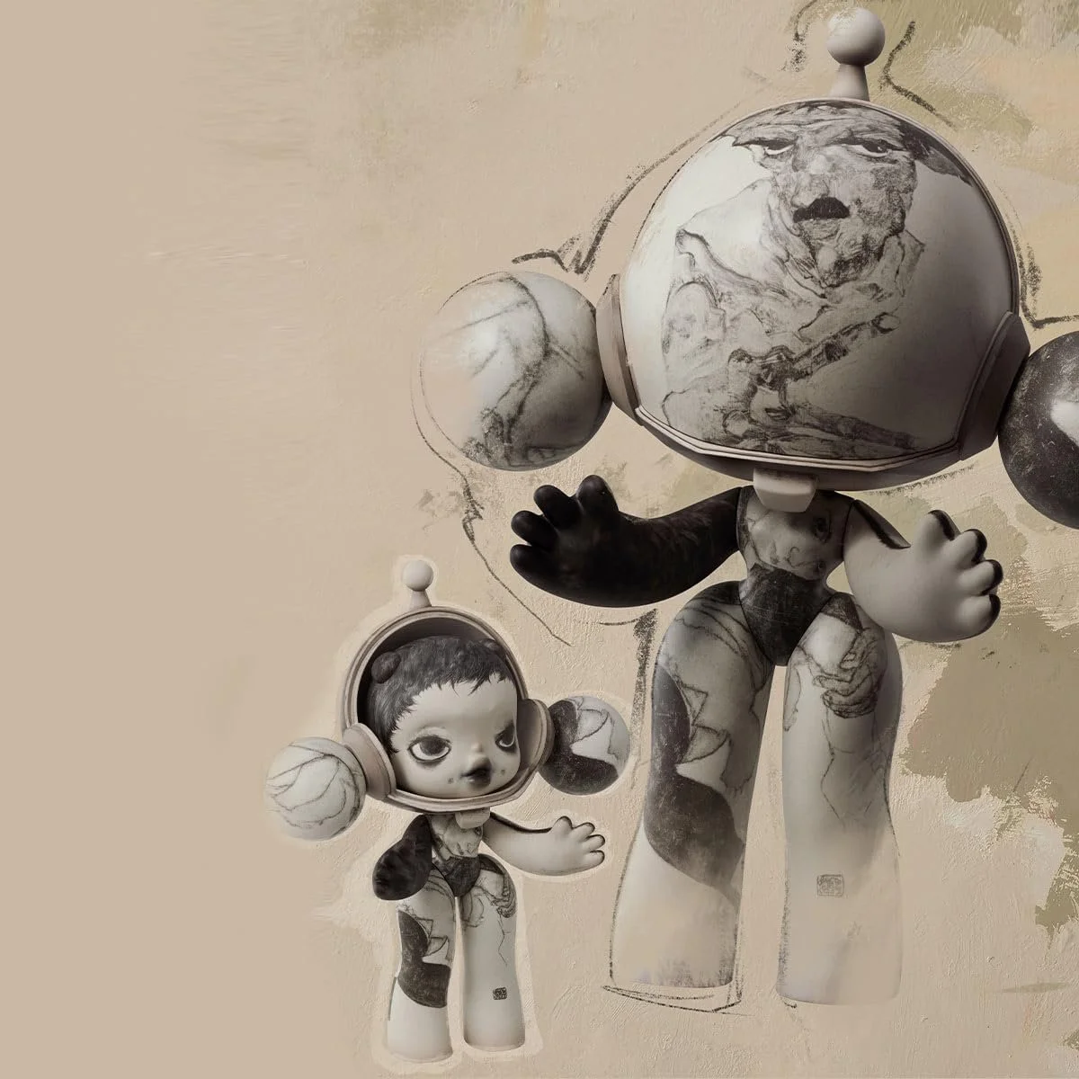 Фігурка колекційна POP MART Mega Skull Panda 400% Egon Schiele, фото №4