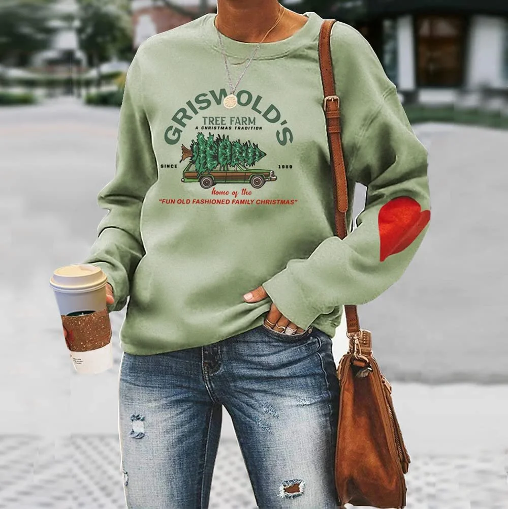 Женская Толстовка Griswold's Tree Farm с Красным Сердцем, Рождественская, Семейная, Графическая, Эстетическая, фото №2