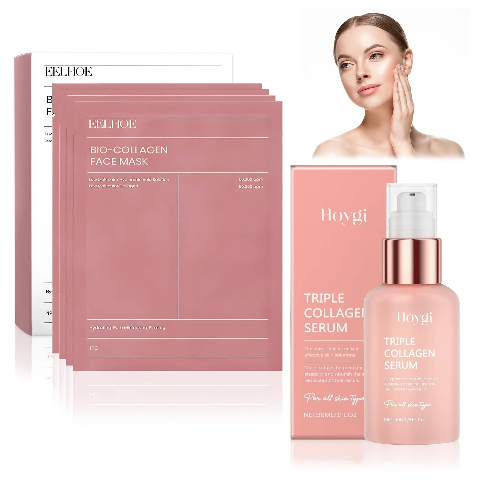 Маска для обличчя Collagen Real Deep 4 шт + Сироватка Triple Collagen 30 мл, гідрогелева маска для обличчя з колагеном, фото №1 Маска для обличчя Collagen Real Deep 4 шт + Сироватка Triple Collagen 30 мл, гідрогелева маска для обличчя з колагеном, фото №1