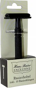 Набор для безопасного бритья Hans Baier Exclusive Metal Black с 10 лезвиями - Фото 1