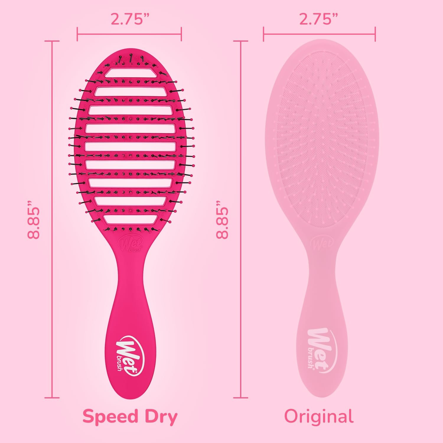 Гребінець Wet Brush Speed Dry TM вентильована для сушіння феном рожева, фото №5