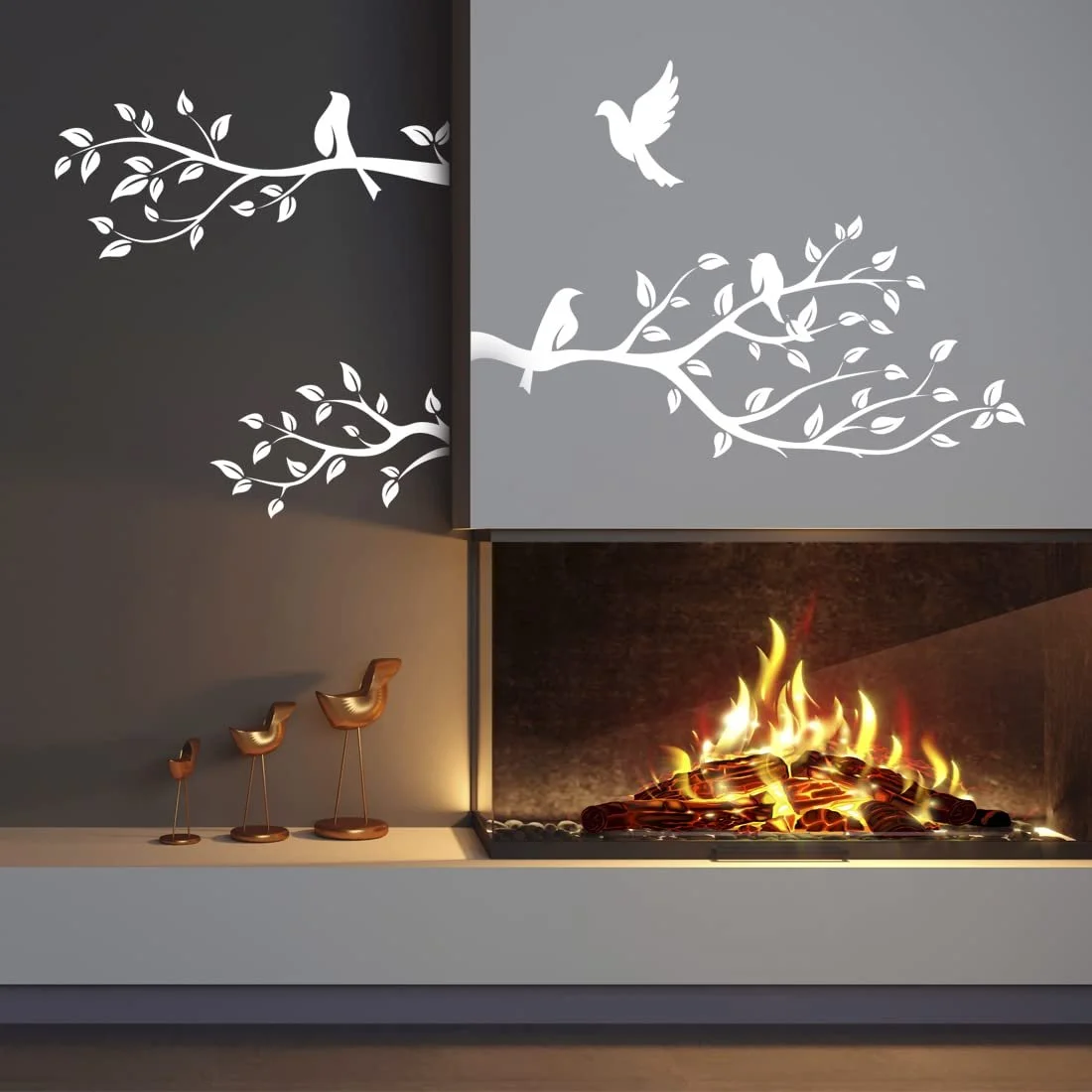 Наклейка на стіну Птахи на гілці Вінілова Біла 450 x 535 мм, фото №4