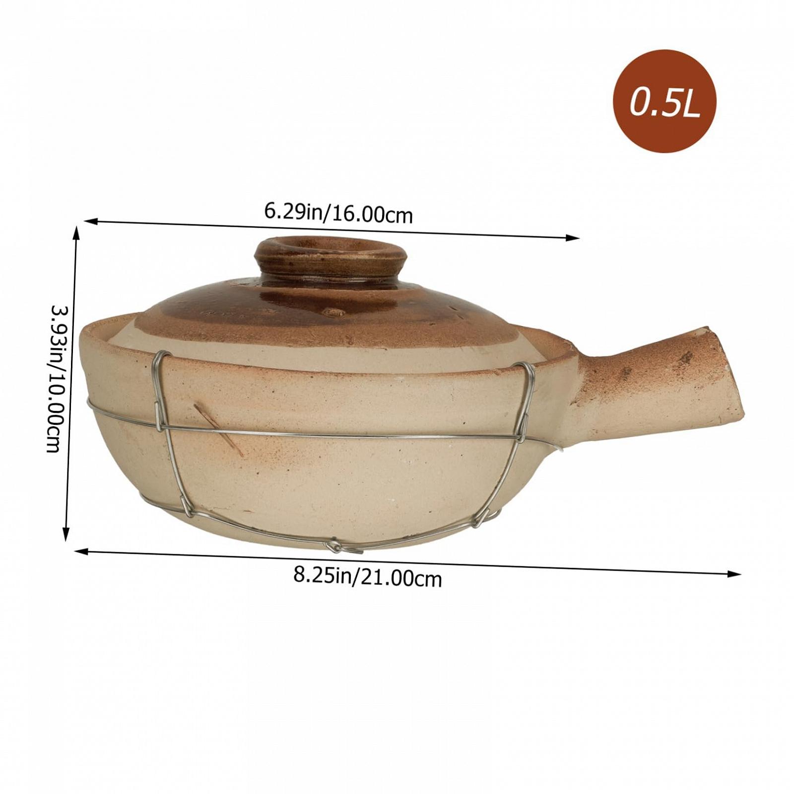 Керамическая кастрюля для запекания 0.5 л из глины с практичной ручкой и антипригарным покрытием, фото №2