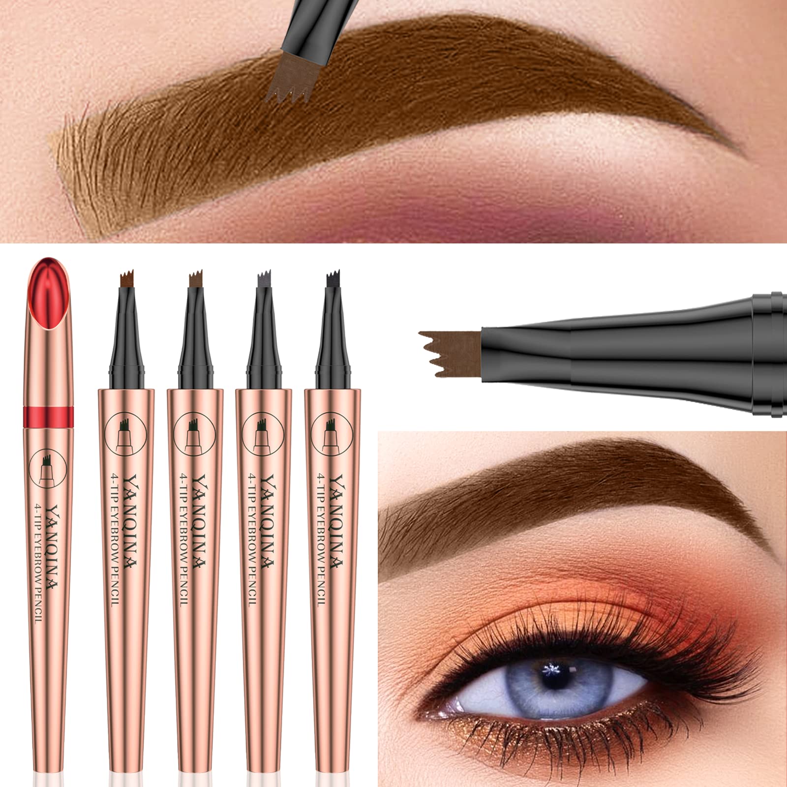 Олівець для брів Professional Makeup 24 Hours Long Smudge-Proof Natural Looking Dark Brown, фото №7