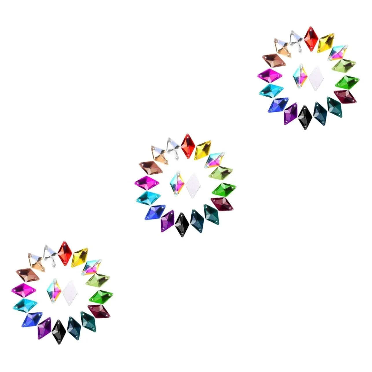 Стрази Ромб FRCOLOR 84 шт., кришталеві намистини, прикраси для весільних суконь, одягу та сумок, різних кольорів, фото №1