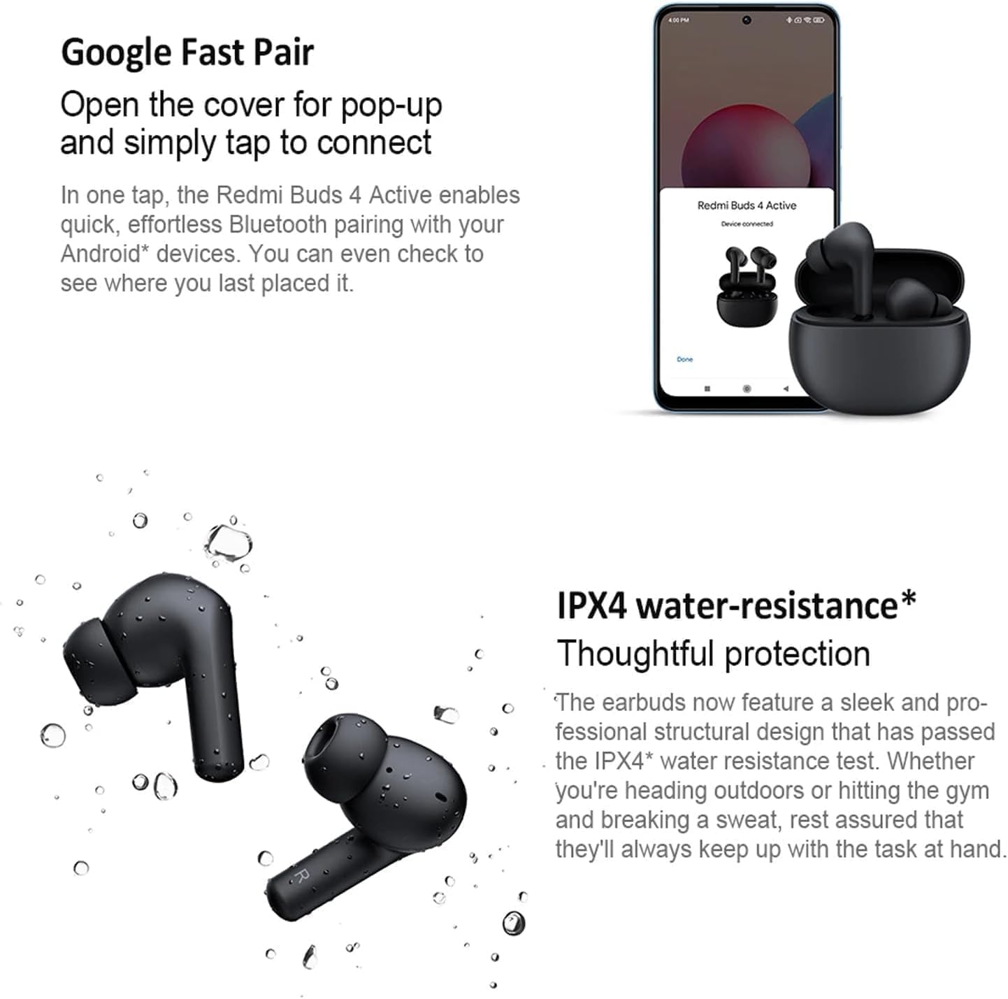 Наушники Xiaomi Redmi Buds 4 Active Bluetooth 5.3 Вкладыши Белый, фото №6