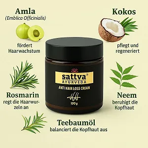 Крем Sattva Ayurveda Против выпадения волос Натуральный аюрведический крем для волос против выпадения волос Питает и укрепляет кожу головы, способствует росту волос, уменьшает сезонное выпадение волос - 100 г synthetic.ua - Фото 1