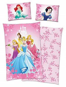 Постельное белье детское Disney Princess 40 x 60 см + 100 x 135 см, хлопок, на молнии - Фото 1