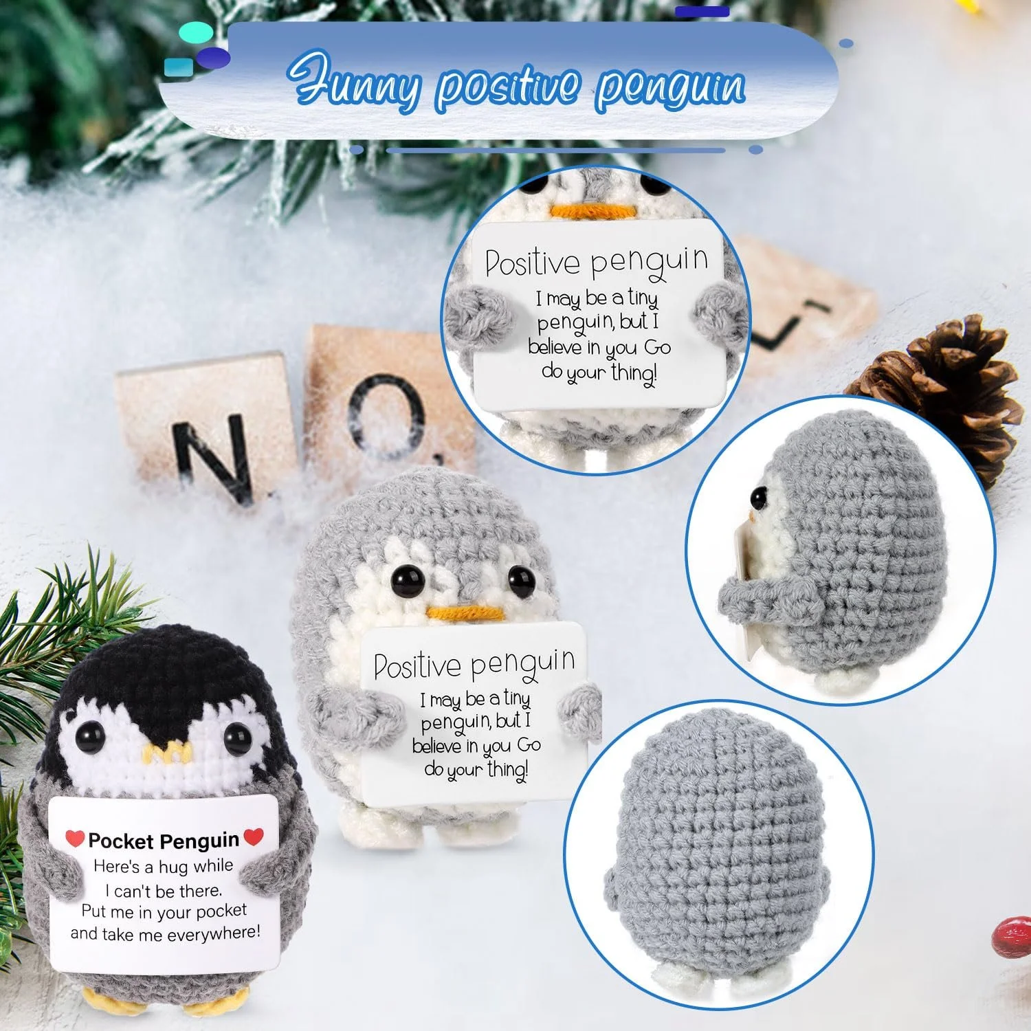 Игрушка TOYMIS 2 шт Вязаный пингвин Многоцветный, фото №3