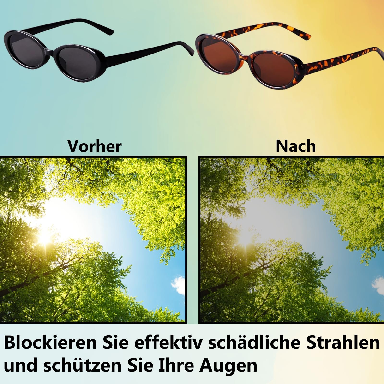 Набір 2 шт. Овальні жіночі сонцезахисні окуляри UV400, чорні та з леопардовим принтом, фото №5