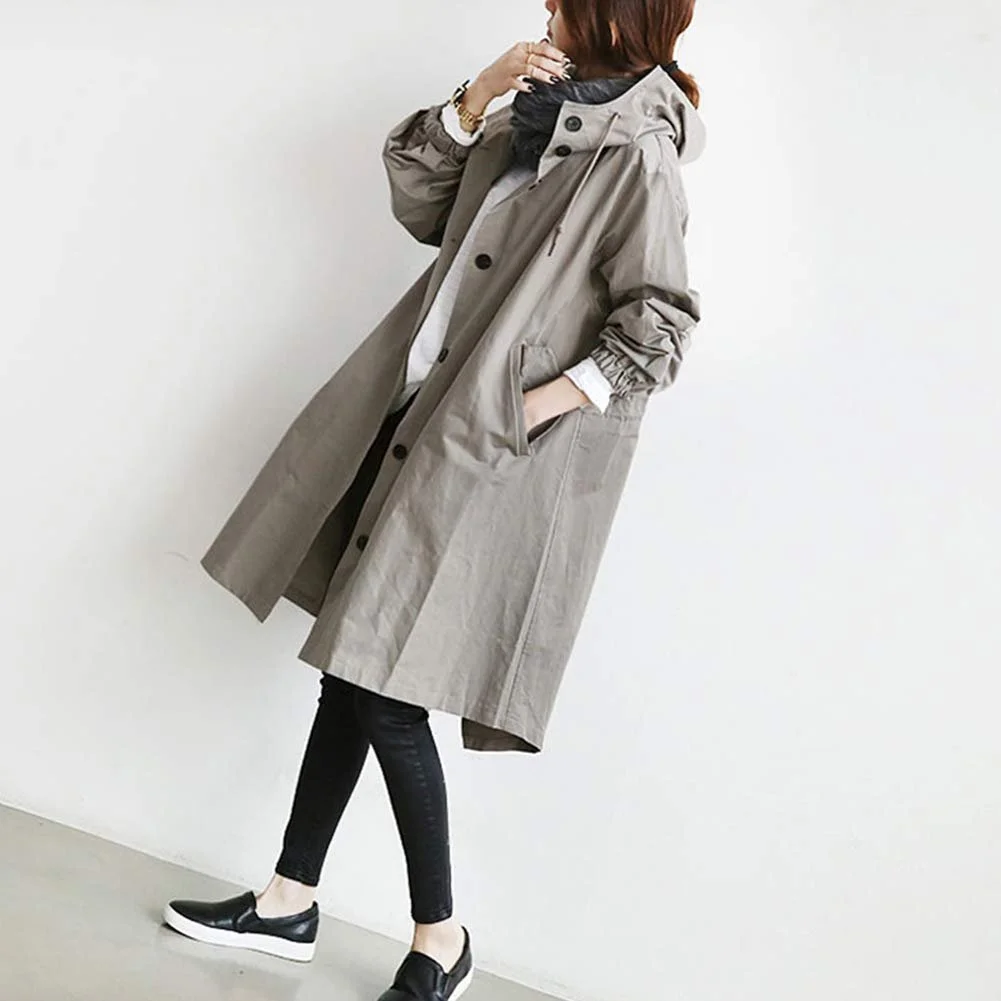 Тренч Shevog Повседневный Женский С капюшоном Длинный рукав, фото №4