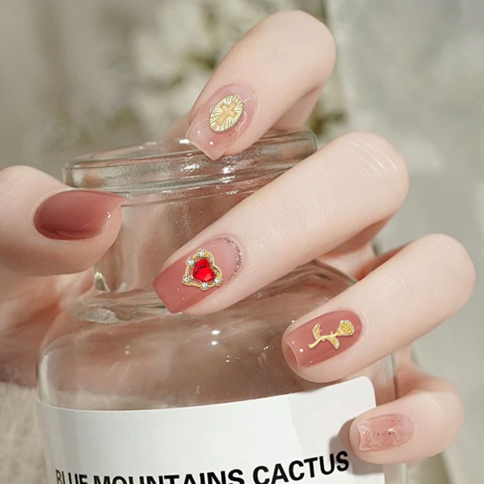 Украшения для ногтей Золото Крест, Роза, Сердце, Дева Мария, фото №6 Украшения для ногтей Золото Крест, Роза, Сердце, Дева Мария, фото №6