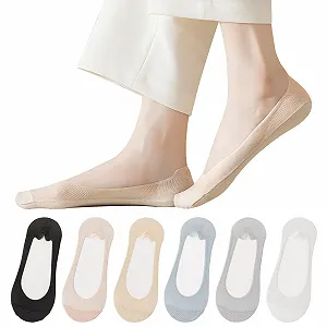 Женские носки Тип Invisible 6 пар Белый+Телесный+Светлый - Фото 1