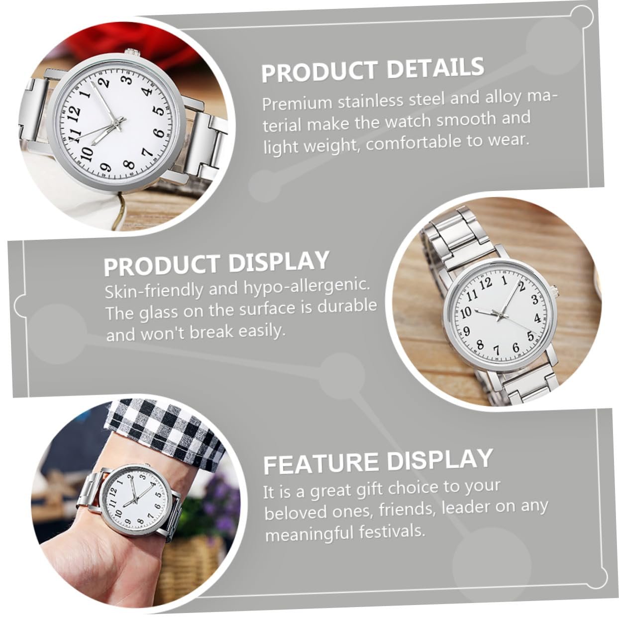 Годинник Парні PartyKindom Кварцовий Срібло Білий, фото №7