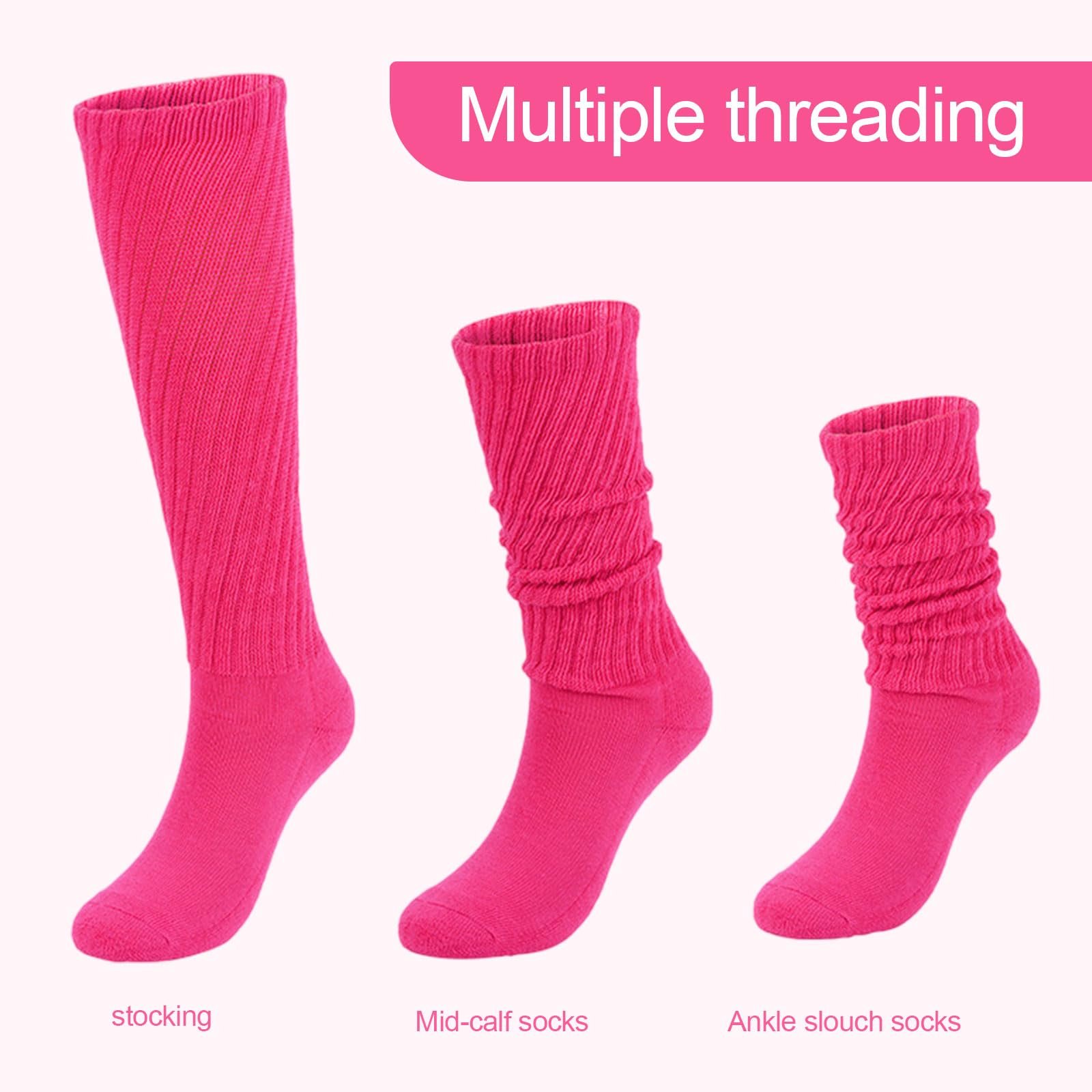 2 пары женских вязаных носков, длинные носки, гетры для женщин и девушек, очень длинные носки выше колена для вечеринок в стиле 80-х, фото №3