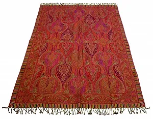 Покривало Lorenzo Cana з вовни меринової ягняти, жакардове плетіння, візерунок пейслі, 140 см x 200 см synthetic.ua - Фото 1