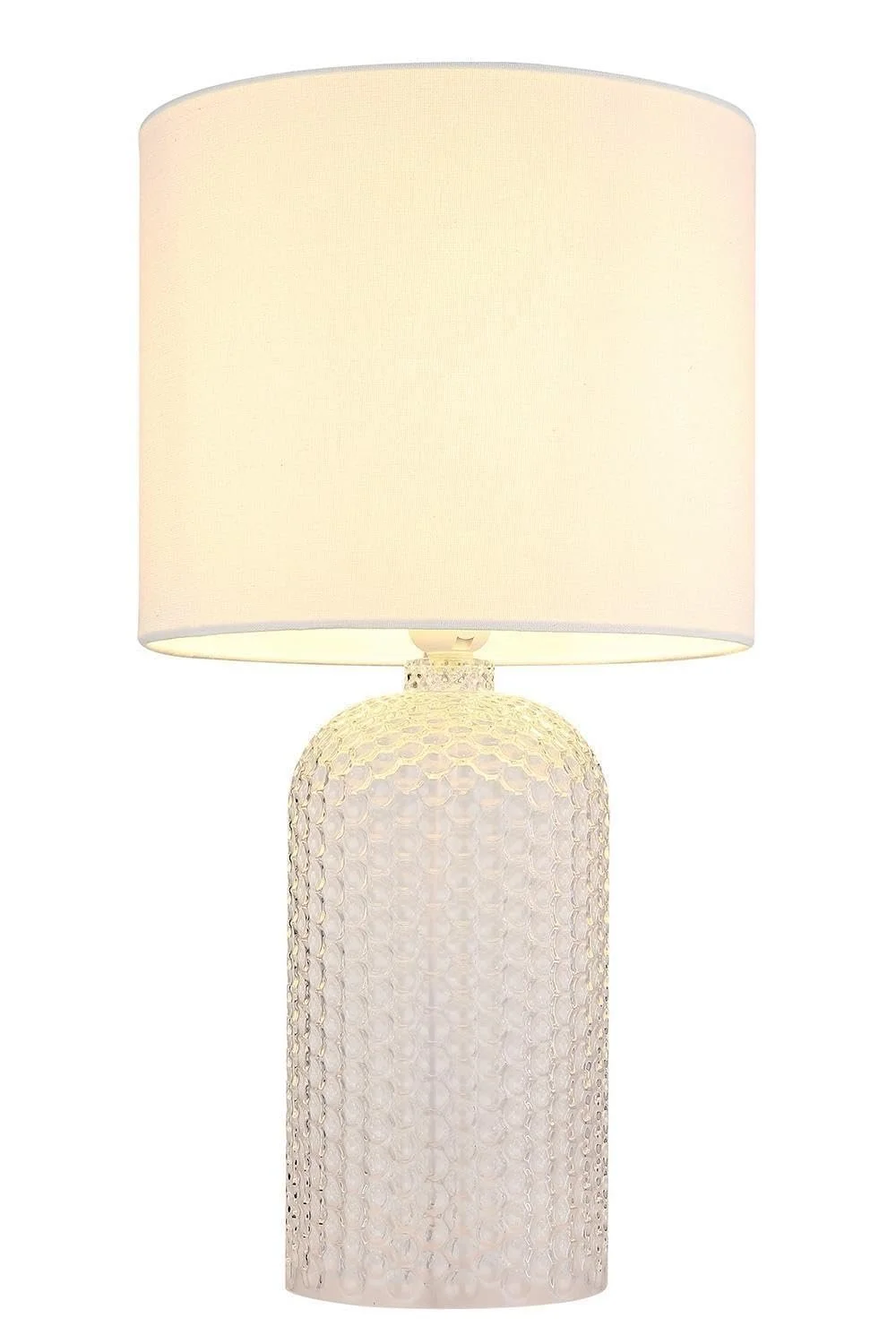 Настольная лампа прозрачная белая стеклянная текстиль 50 см E27, фото №4