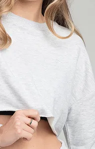 Женский Укороченный Свитшот SikSilk Серый - Фото 1