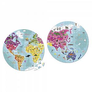 Пазл Janod World J02655 Двусторонний круглый 208 элементов от 7 лет synthetic.ua - Фото 1